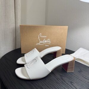 Christian Louboutin So CL Mule 55 Sandal Leather White